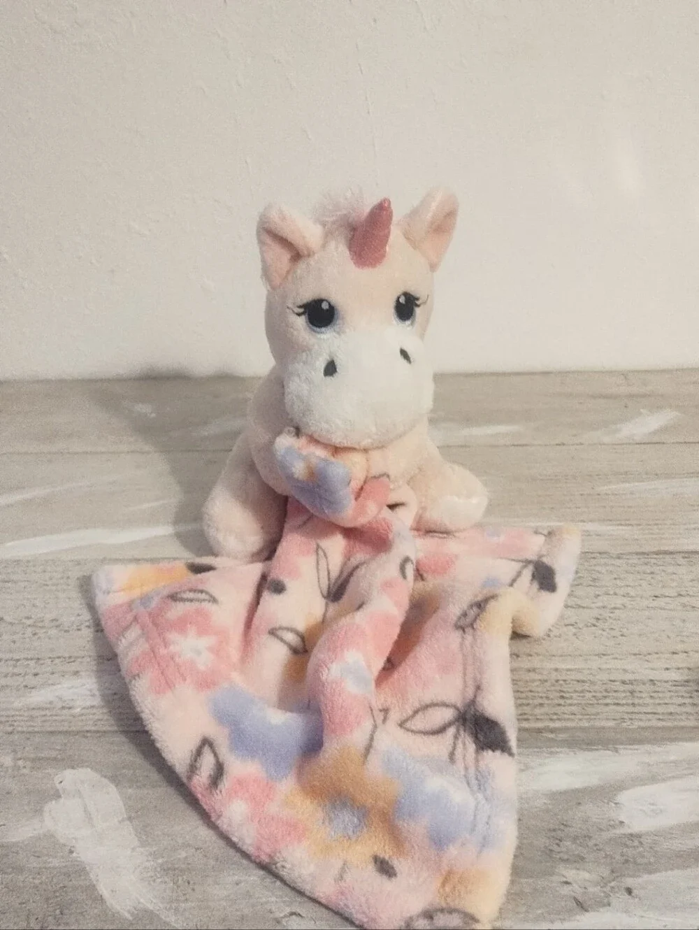 Little Beginnings Baby Unicorn Pink Floral Lovey Security Blanket Plush